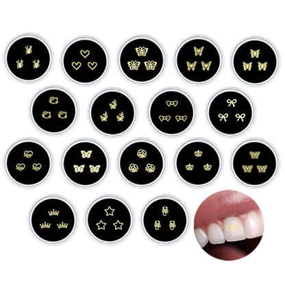 sengpan 3pcs/Box Dental Metal Tooth Gems Ornaments Beauty Diamond Teeth Gems  Tooth Jewelry Decoration Material