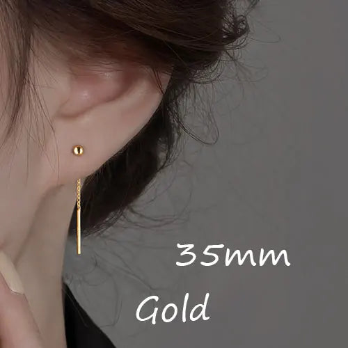 sengpan Fashion Stainless Steel Dangle Earring Geometric Ball Long Tassel Chain Drop Earrings For Women Minimalism Ear Line Kpop Jewelry