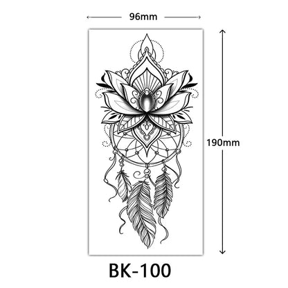 sengpan Black Flower Tattoo Stickers for Hand Arm Waterproof Temporary Tattoos for Women Butterfly Fake Tattoo Sleeve Tatoos Girls