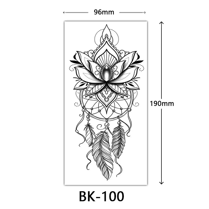 sengpan Black Flower Tattoo Stickers for Hand Arm Waterproof Temporary Tattoos for Women Butterfly Fake Tattoo Sleeve Tatoos Girls