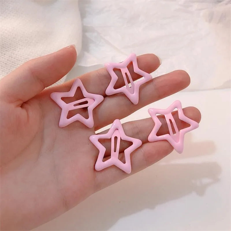 sengpan Y2k Pink Pentagram Star Bobby Pin Hair Clip Women Sweet Cool Cute Aesthetics Hairside Harajuku Girls Trend Headwear Accessories