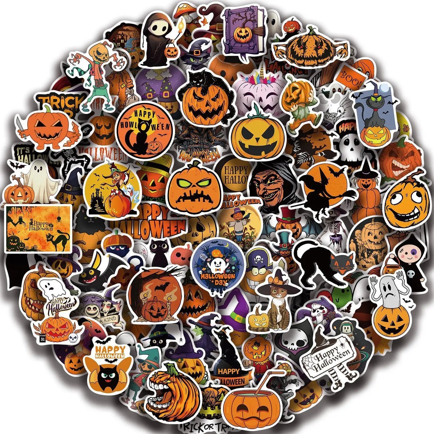 sengpan 10/50/100pcs Gothic Halloween Ghost Witch Pumpkin Decorative Stickers DIY Notebook Guitar Skateboard Waterproof Cool Sticker Toy