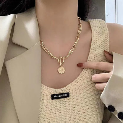 Lianfudai 2024 Fashion Unisex Multilayer Hip Hop Long Chain Necklace For Women Men Jewelry Gifts Key Cross Pendant Necklace Accessories