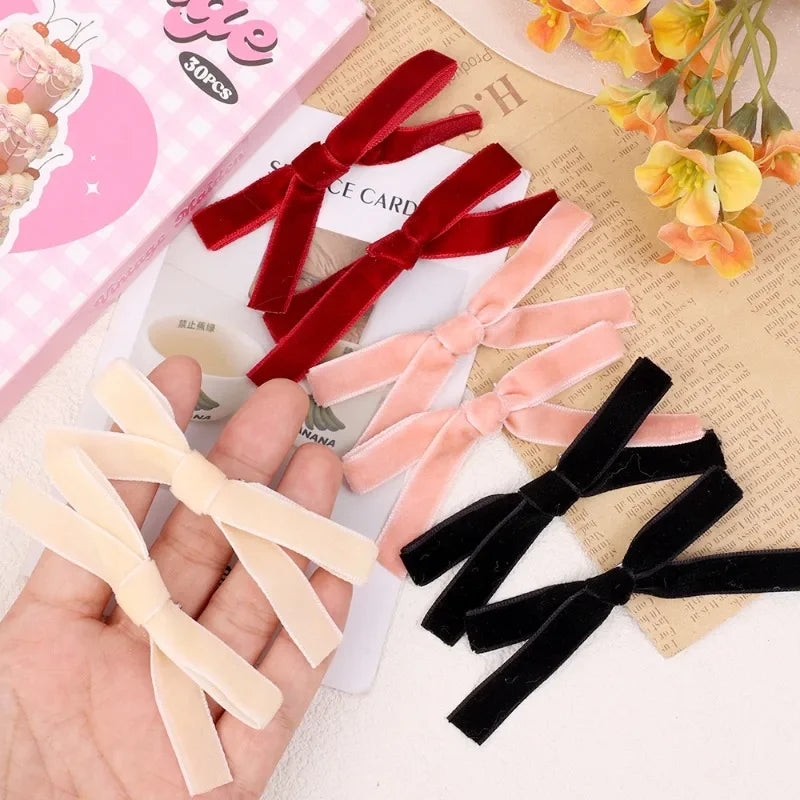 sengpan Velvet Bowknot Ribbon Hairpin For Girls Fashion Retro Lolita Cute Small Hair Clip Bobby Pin Barrettes Women Headwear Accessories