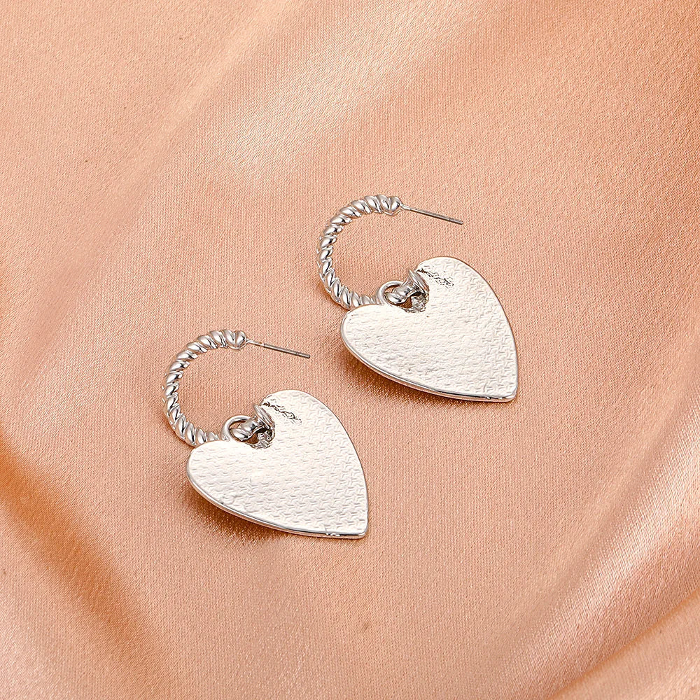 sengpan Silver Color Earrings For Women Wedding Trendy Elegance Sweet LOVE Heart Pendant Eardrop Party Jewelry