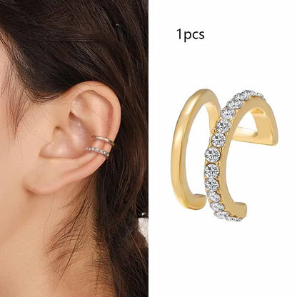 Lianfudai Delicate Zircon Cute Clip Earrings Female Buckle Ear Cuff No Piercings Fake Cartilage Ear for Women 2024 Fashion Jewelry