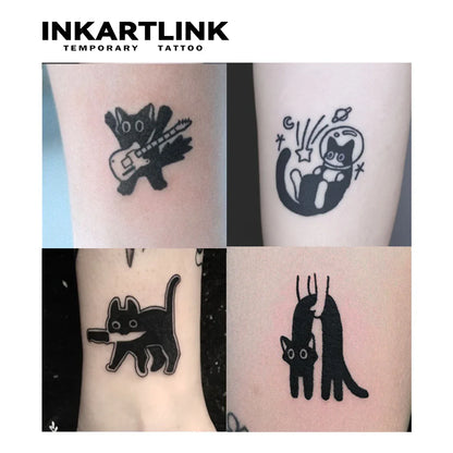 Lianfudai Cute black cat Temporary Tattoo,Lasts To 15 Days New Technology Magic Waterproof Semi Permanent Sticker.