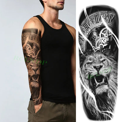 sengpan Waterproof Temporary Tattoo Sticker Anubis Ancient Egypt Greece Zeus Eye Full Arm Fake Tatto Flash Tatoo Sleeve for Men Women