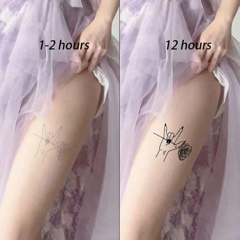 sengpan Love You Gesture Rose Herbal Juice Tattoo Sticker Temporary Arm Waterproof Fake Sexy Hotwife Punk Durable Tattoos Y2K Tatto Gift