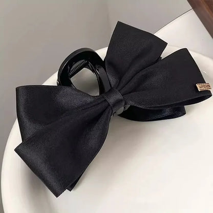 Lianfudai Large Black Fabric Bow Grab Hair Clips Women's New Korean Style Hairpin Fashion Shark Cawl Clips Girls Hair Accessories