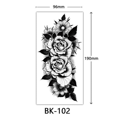 sengpan Black Flower Tattoo Stickers for Hand Arm Waterproof Temporary Tattoos for Women Butterfly Fake Tattoo Sleeve Tatoos Girls