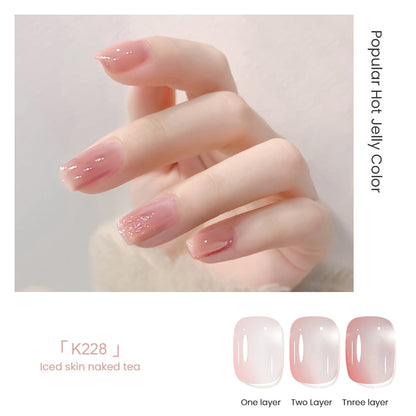 sengpan Nail Gel Polish 12ml Translucent Nude Jelly Gel Nail Polish Semi Permanent Soak Off UV LED Gel Varnish Nail Art Manicure