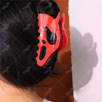 Lianfudai Halloween Hair Accessories Ghost Hair Clip for Women Girls Red Horns Hairpin Skull Claw Y2K Gothic Hair Jewelry New HangZhi