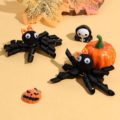 sengpan 2Pcs Halloween Spider Hairpin Cute Ribbon Hair Clip Barrettes Creative Halloween Party Hair Styles Accessories Girls Headwear