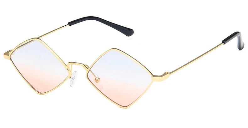 sengpan Polygon Women Sunglasses Irregular Vintage Small Frame Rhombus Ladies Sunglasses Shades Retro Alloy Eyewear Black