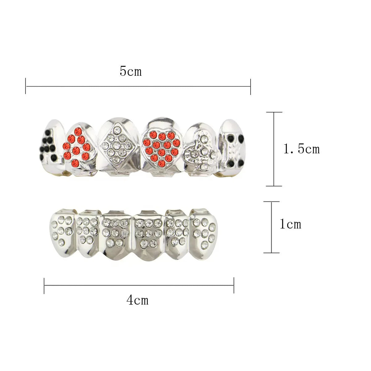 sengpan Silver Plated Iced Out Micro Pave Teeth Grillz For Men Top&Bottom Cubic Zirconia Grills Set Man Women Dental Jewelry