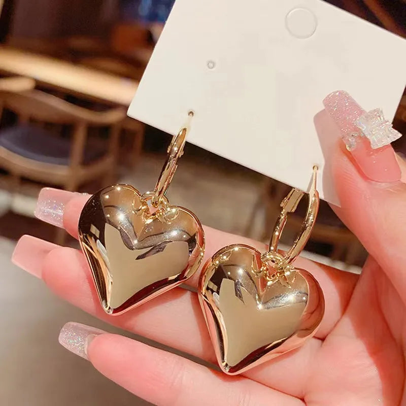 sengpan New Sweet Cool Harajuku Red Glass Love Heart Earrings for Women Hot Girls Y2k Punk Bowknot Earring Korean Accessories Gifts