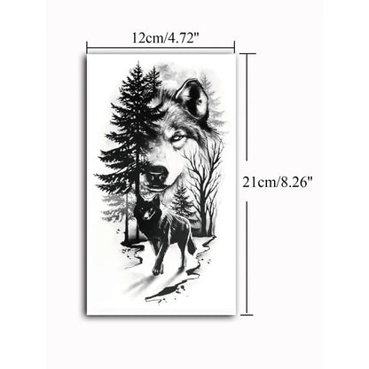 sengpan Small Arm Waterproof Temporary Tattoos for Men Tiger Wolf Animal Tattoo Stickers Body Art Skeleton Fake Tattoo for Women