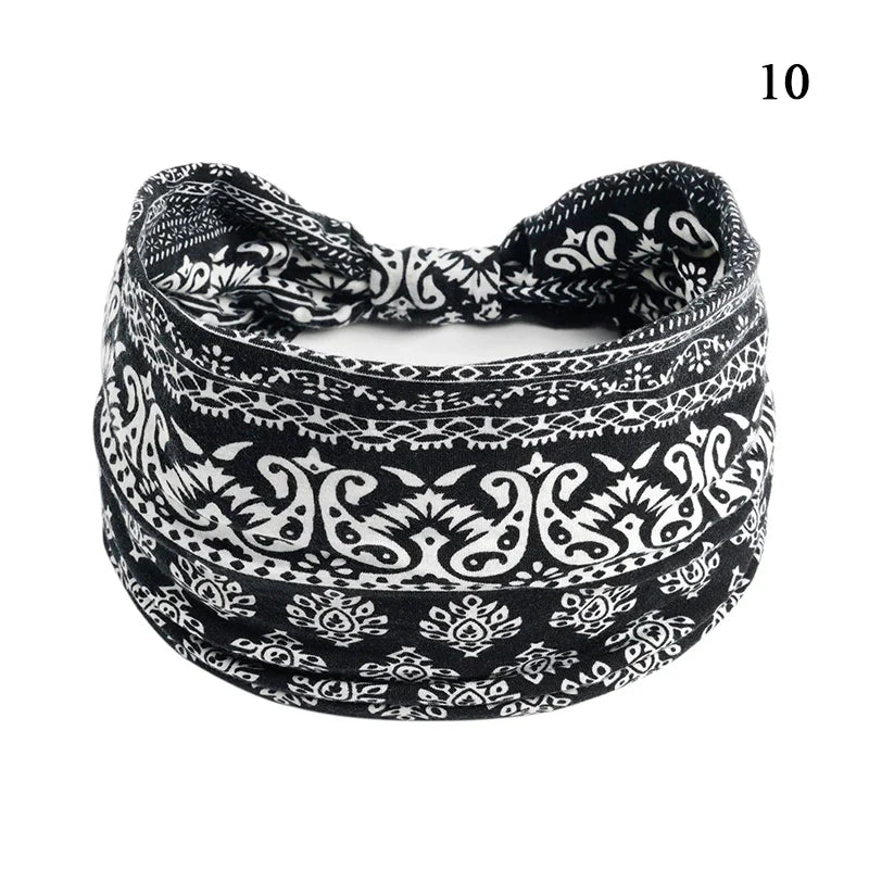 sengpan Boho Knot Turbans Yoga Elastic Head Wrap Women Headband Wide Hairbands Headwear Floral Bandanas Fashion Hair Band Accessories