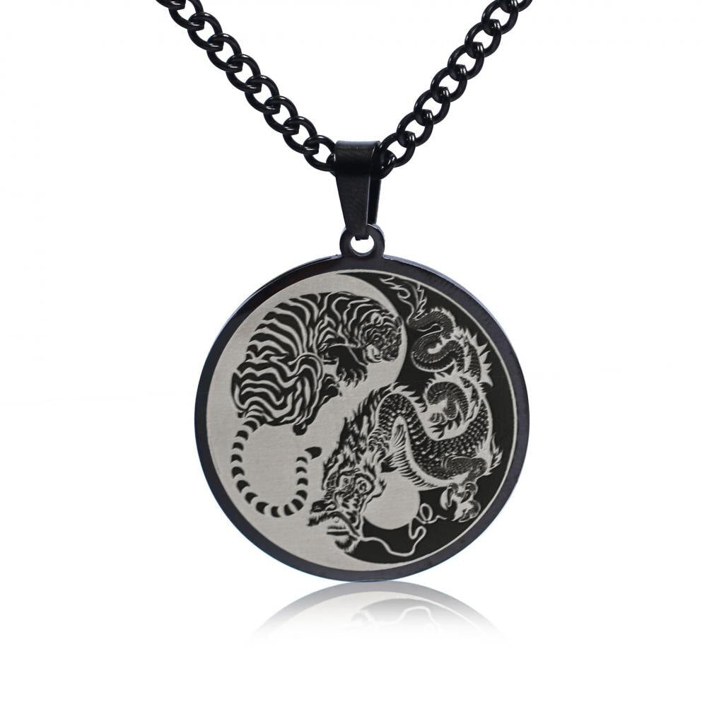 sengpan gifts for men New Domineering Dragon Tiger Yin Yang Tai Chi Pendant Necklace for Men&#39;s Fashion Trend Jewelry Gift