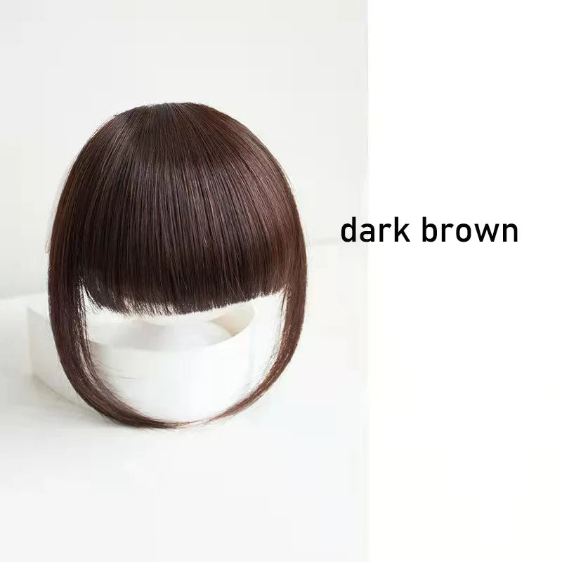 sengpan Synthetic Fake Hair Bangs Hair Clips For Extensions Natural Straigth Black Invisible Wig Women Natural Neat Hair Bang