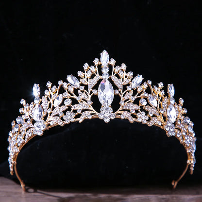 sengpan Baroque Vintage Princess Queen Bridal Crown Headwear Crystal Tiara For Women Wedding Crown Hair Dress Accessories Jewelry