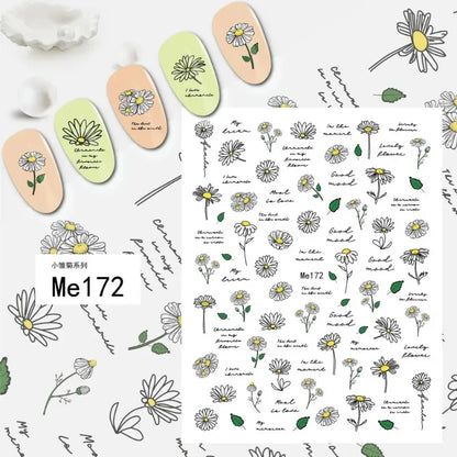 sengpan Simple Flowers 3D Nail Stickers Spring Summer Blossom Floral Tulip Fruit Nail Art Decals Adhesive Sliders Manicure Decorations