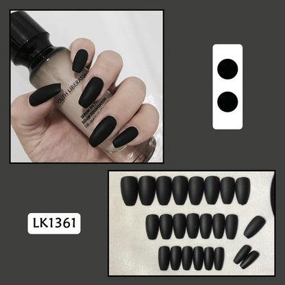 sengpan 24p Artifical Fake Nails Full Coverage False Nails White Clouds French Long Wearing Reusable Nail Coffin Ballerina Press on Nail