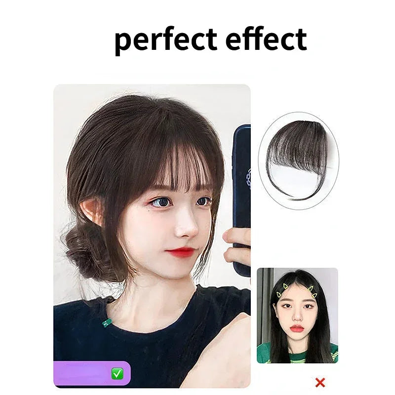 sengpan Fake Air Bangs Hair Styling Tools Hair Clip-In Extension Synthetic Hair Fake Fringe Natural False Hairpiece Women Clip In Bangs