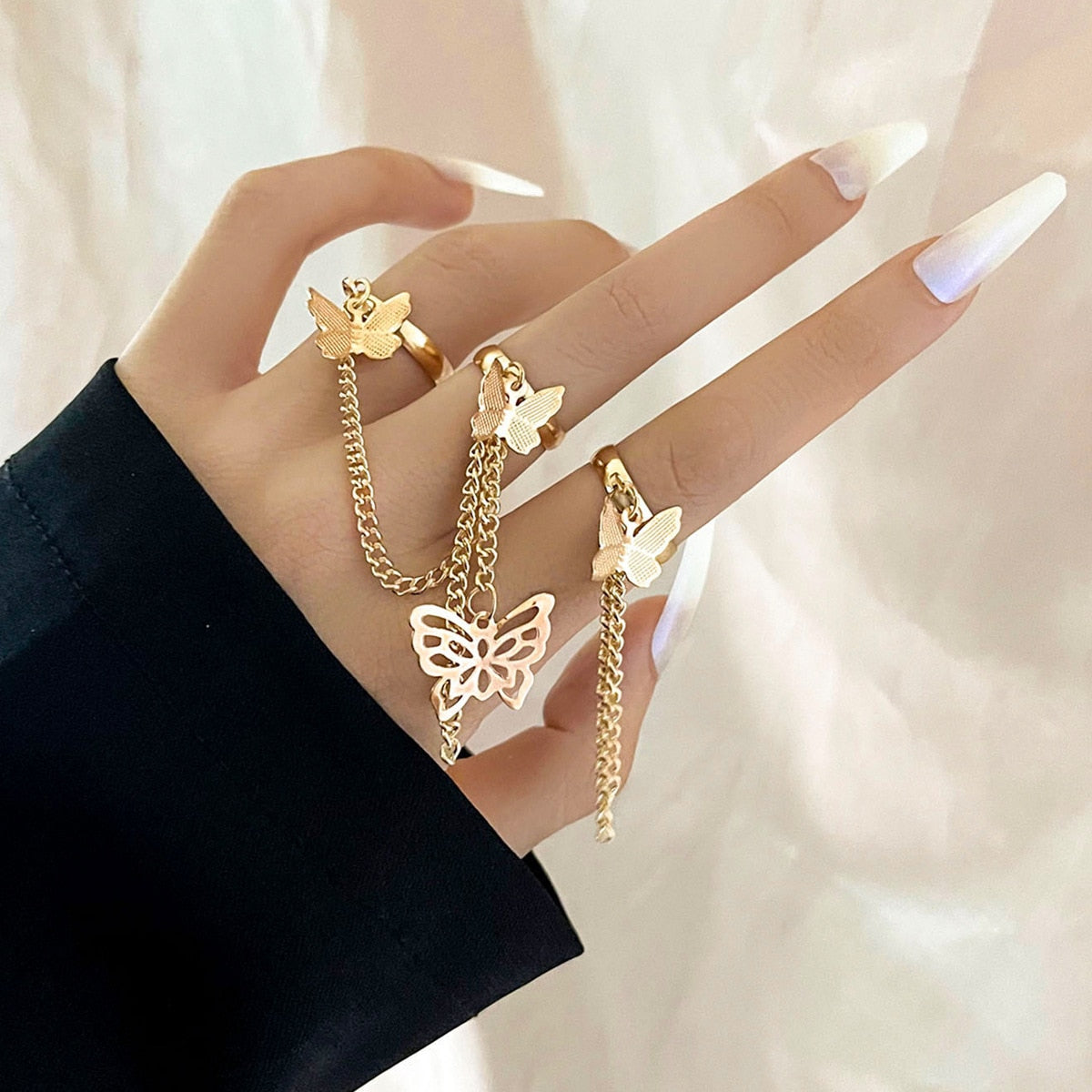 sengpan Bohemian Geometric Rings Sets Crystal Star Moon Flower Butterfly Constellation Knuckle Finger Ring Set For Women Fashion Jewelry