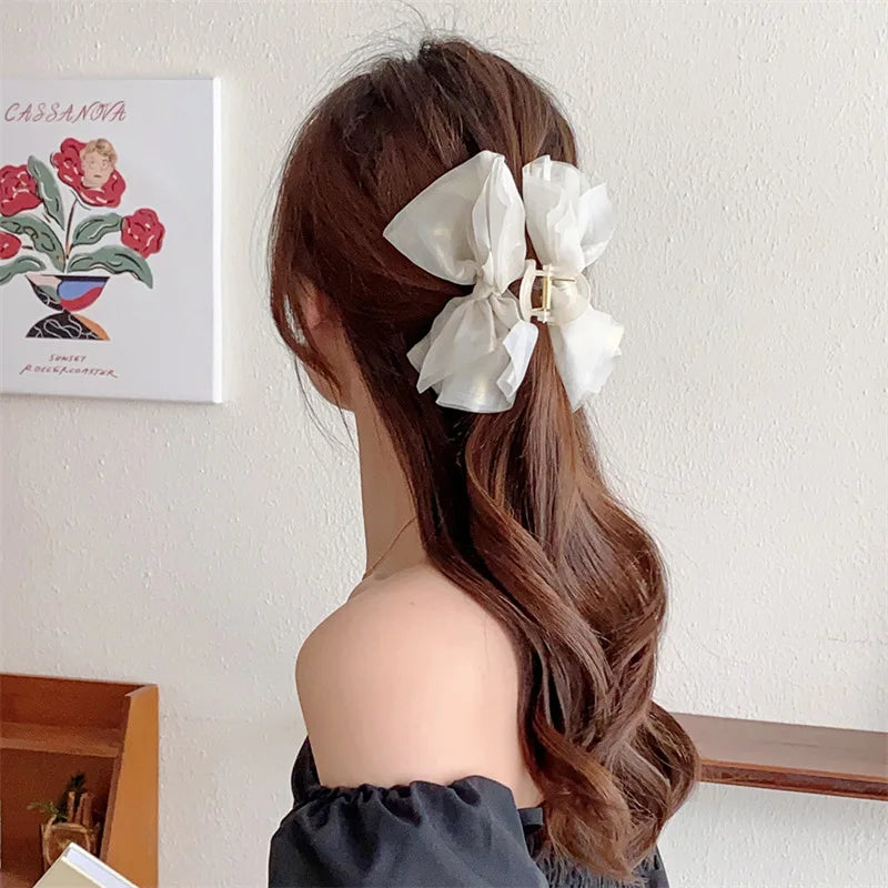 sengpan NEW Summer Vibe Hair Claw Ins Style Retro Bowknot Large Size Crabs Hair Claw Clip Hair Accessories for Women Girls