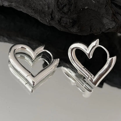 sengpan  Silver Vintage Heart Earrings For Women Trendy Earring Jewelry Prevent Allergy Party Accessories G