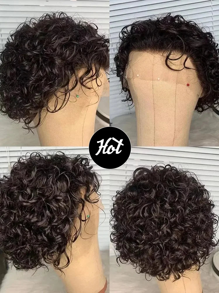 sengpan Pixie Cut Wig Human Hair 13x1 Lace Frontal Wigs Human Hair Short Bob Human Hair Wigs For Black Women Lace Front Human Hair Wig