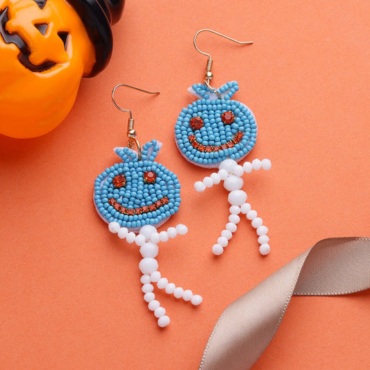 sengpan Cute Halloween Earrings for Women Stainless Steel Gold Plated Pumpkin Head Earring Boho Beads Jewelry Accessories Free Shipping