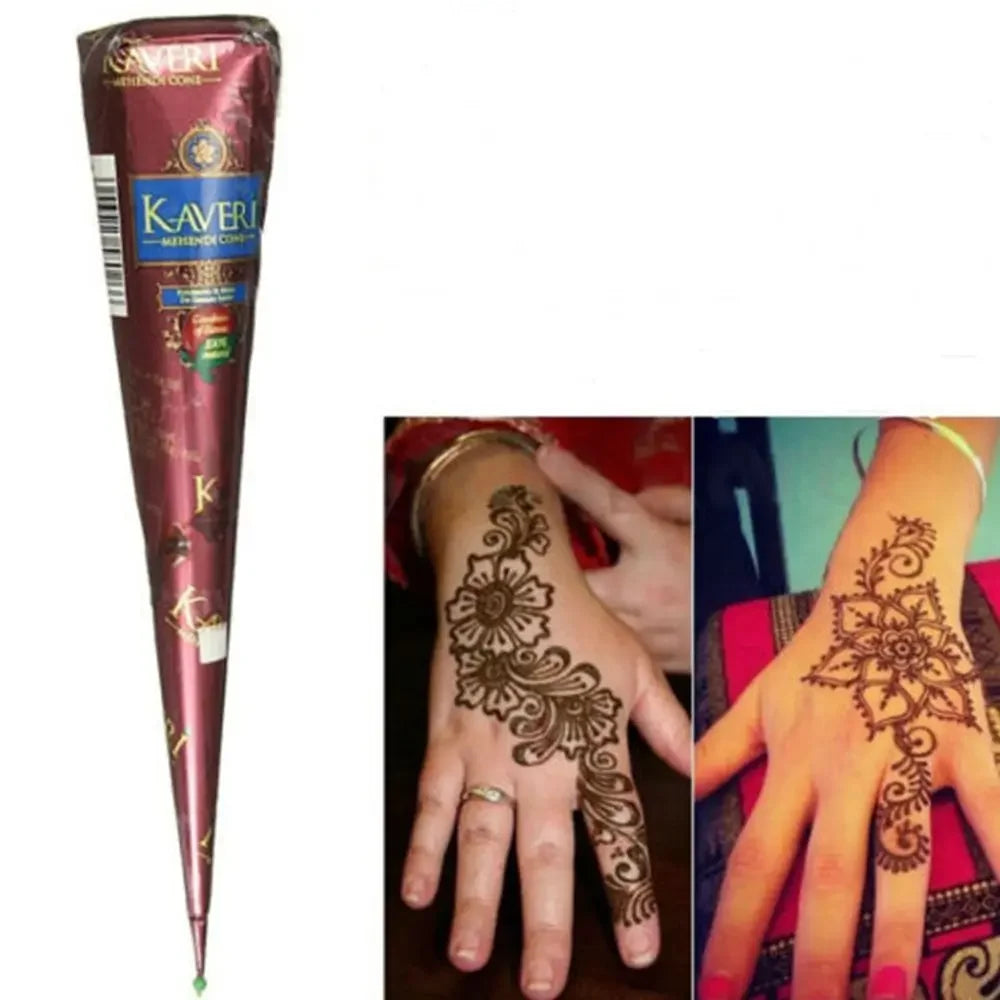 sengpan Sdottor New Natural Henna Cone Brown Color Henna Paste Cone Women Finger Cream Cone Stencil Feet Makeup Temporary for Tattoo Dra