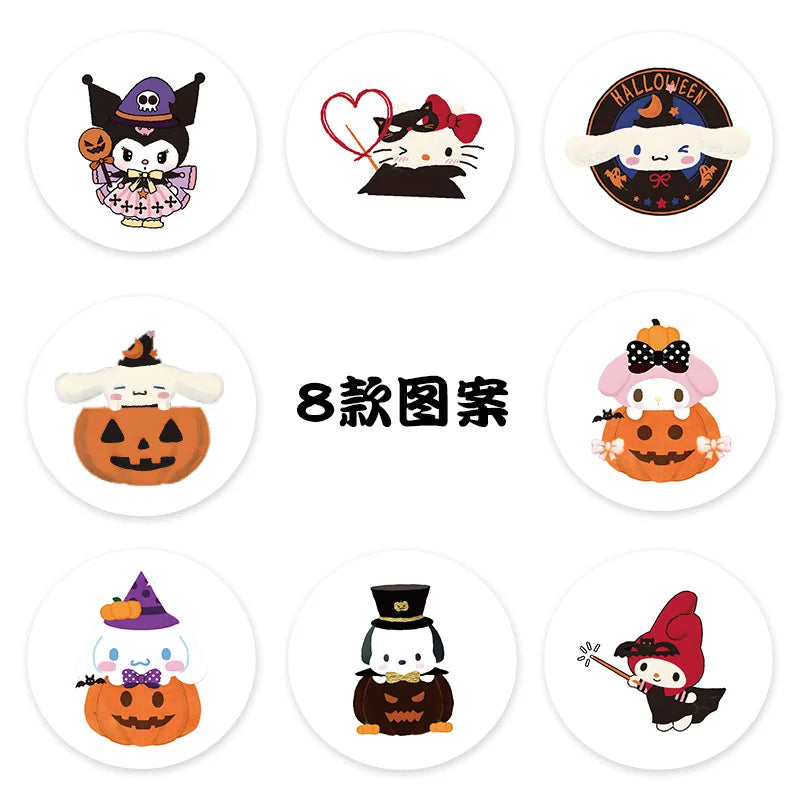 sengpan 500pcs/Roll Halloween Sanrio Cute Cartoon Sealing Sticker DIY PVC Laptop Decals Decoration Stiker Reward Gift Toys