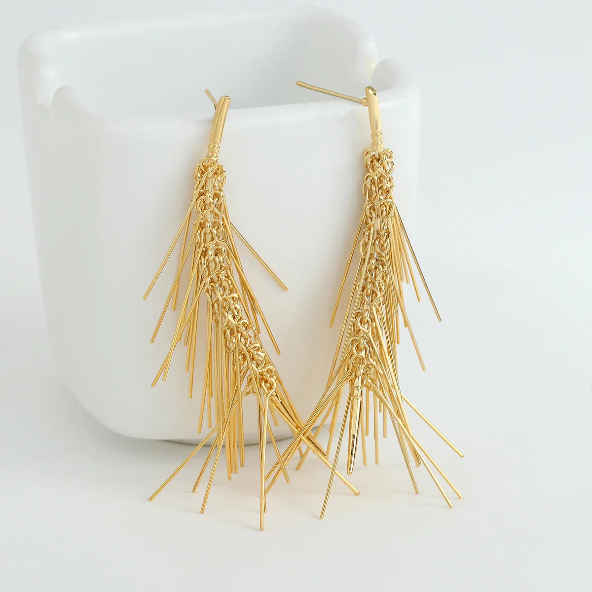 sengpan Multilayer Metal Fringe Earrings for Women Fashion Luxury Gold Color Long Tassel Earrings Statement Party Jewelry