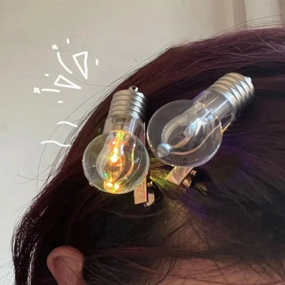 sengpan New Funny Luminous Hairpin Lighted Bulb Shape Hair Clips for Women Strange Creative Party Hairpins Girls Hair Accessories