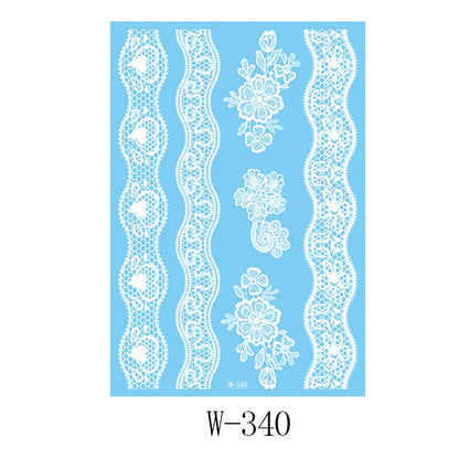 sengpan White Henna Lace Temporary Tattoos For Women Henna Design Stickers for Hand Hena Tattoo Waterproof Wedding Decoration