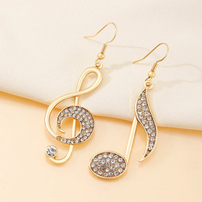 sengpan European And American Elegant Temperament Zircon Note Earrings Cross-border Creative Asymmetrical Fashion Earrings Wholesale