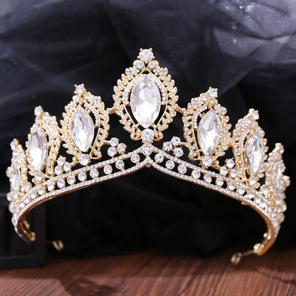 sengpan Bridal Headpiece Wedding Crown Gold Silver Color Rhinestone Crystal Diadem Queen Crown Princess Tiaras Wedding Hair Jewelry