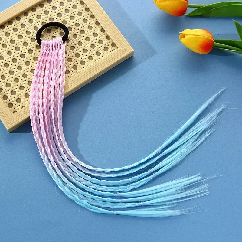 sengpan Korean Fashion Kids Wig Braids Girls Dirty Braid Hair Rope Children Gradient Barrettes Headwear Baby Kids Hair Accessories