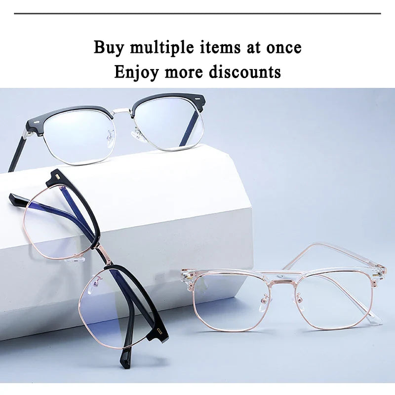 sengpan 2024 Photochromic Anti-blue Light Glasses Men Fashion Rectangle Semi Rimless Eyewear For Women Office Computer Goggle