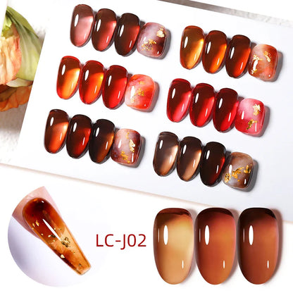 sengpan 7ml Translucent Jelly Amber Gel Nail Polish Brown Coloured Varnish Gel Long Lasting Semi Permanent UV Nail Art Manicure