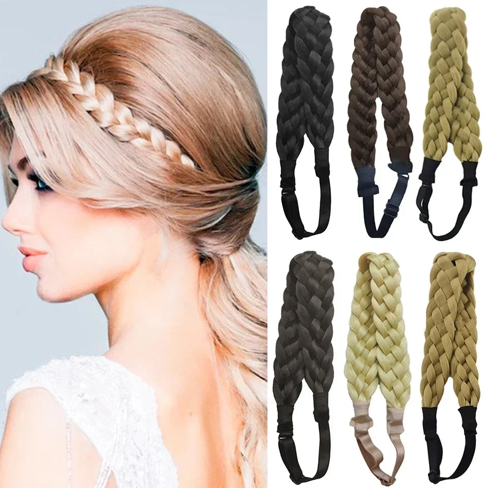 sengpan  Synthetic Wig Headband Fishtail Braids Hair with Adjustable Belt Plaited Hairband Bohemian Style Women Hairstyle Hairpieces