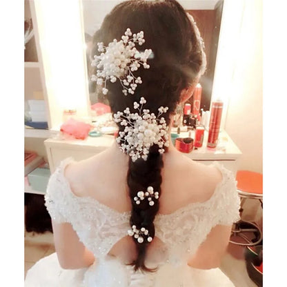 sengpan Women Elegant Hair Comb Clip Beautiful Floral Wedding Pearl Crystal Bridesmaid Bridal Hair Comb Hairpin Jewelry Hair Accessories