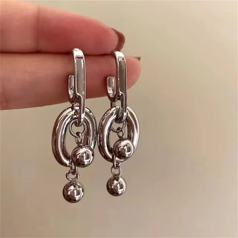 sengpan  Fashion Simple Metal Chain Pendant Earrings For Women Personality Popular Long Earrings Girl Travel Jewelry Gift