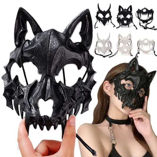 sengpan Halloween Skull Party Mask Anime Dragon God Skeleton Half Face Masks Bone Skull Animals Mask Cosplay Dance Prom Costume Props