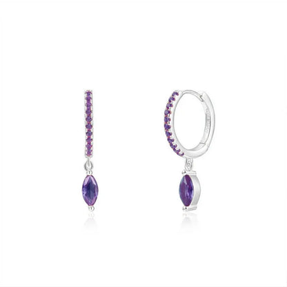 sengpan Violet Cubic Zirconia Hoop Dangle Earrings For Women Fashion Gold Plated Earring Set 2024 Jewelry Accessories Wholesale