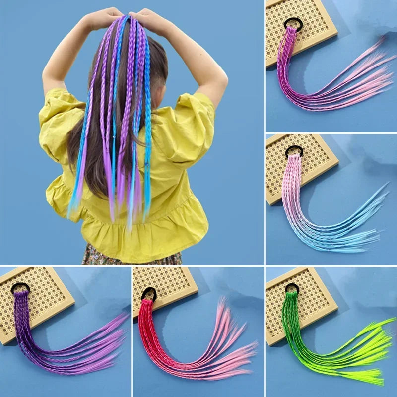 sengpan Korean Fashion Kids Wig Braids Girls Dirty Braid Hair Rope Children Gradient Barrettes Headwear Baby Kids Hair Accessories